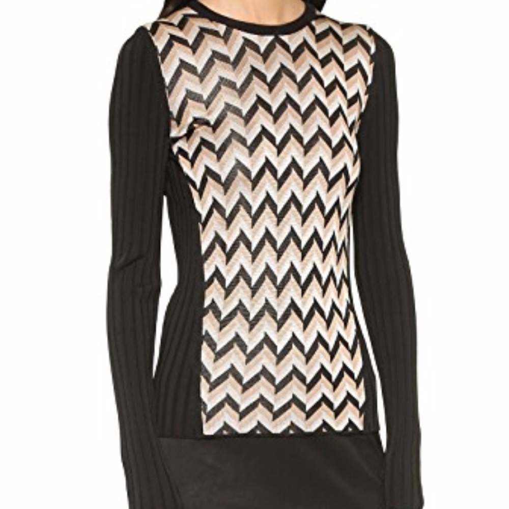 Rag & Bone Elaine Crew Chevron Ribbed Sweater Sz S